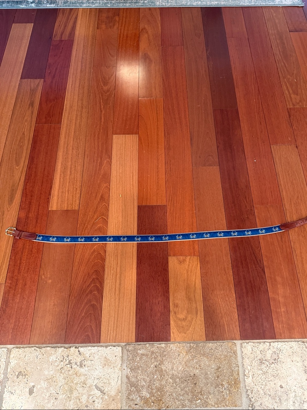Blue Crab Embroidered Men's Belt